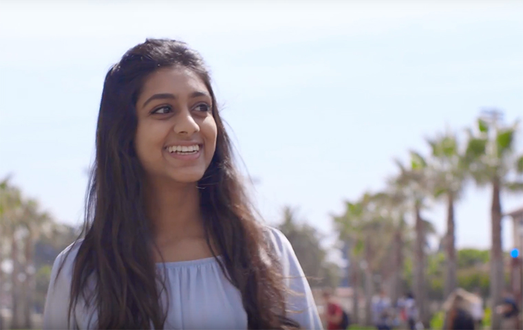 Shagun Patel walks through campus
